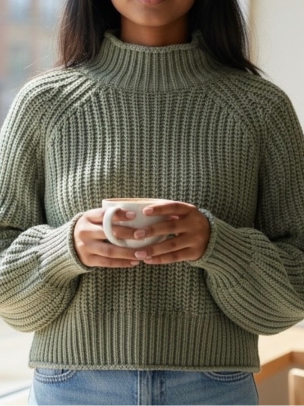 H & M Chunky Mock Turtleneck Sweater Knit Top